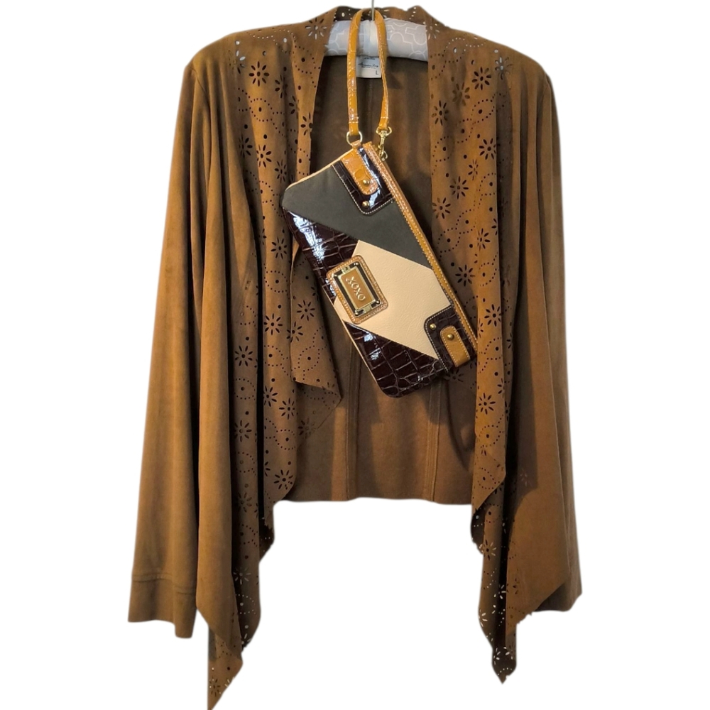 Bundle American Rag Brown Cut-Out Cover Up AND Oversized Wristlet - 2 Piece